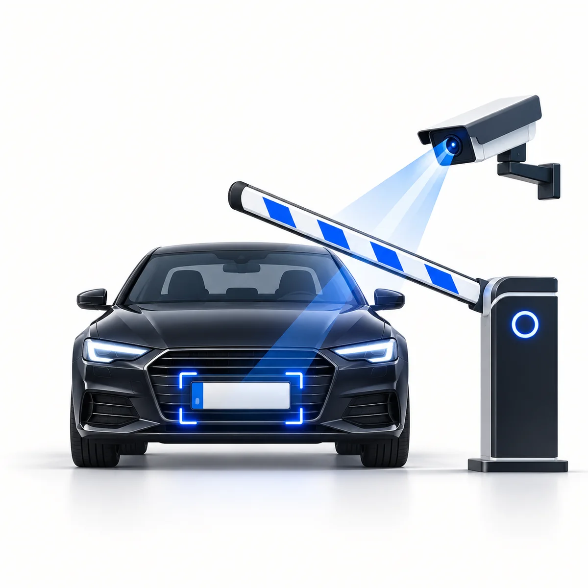 Parkplatzmanagement mit Kamera, Kennzeichenerkennung und Schranke
